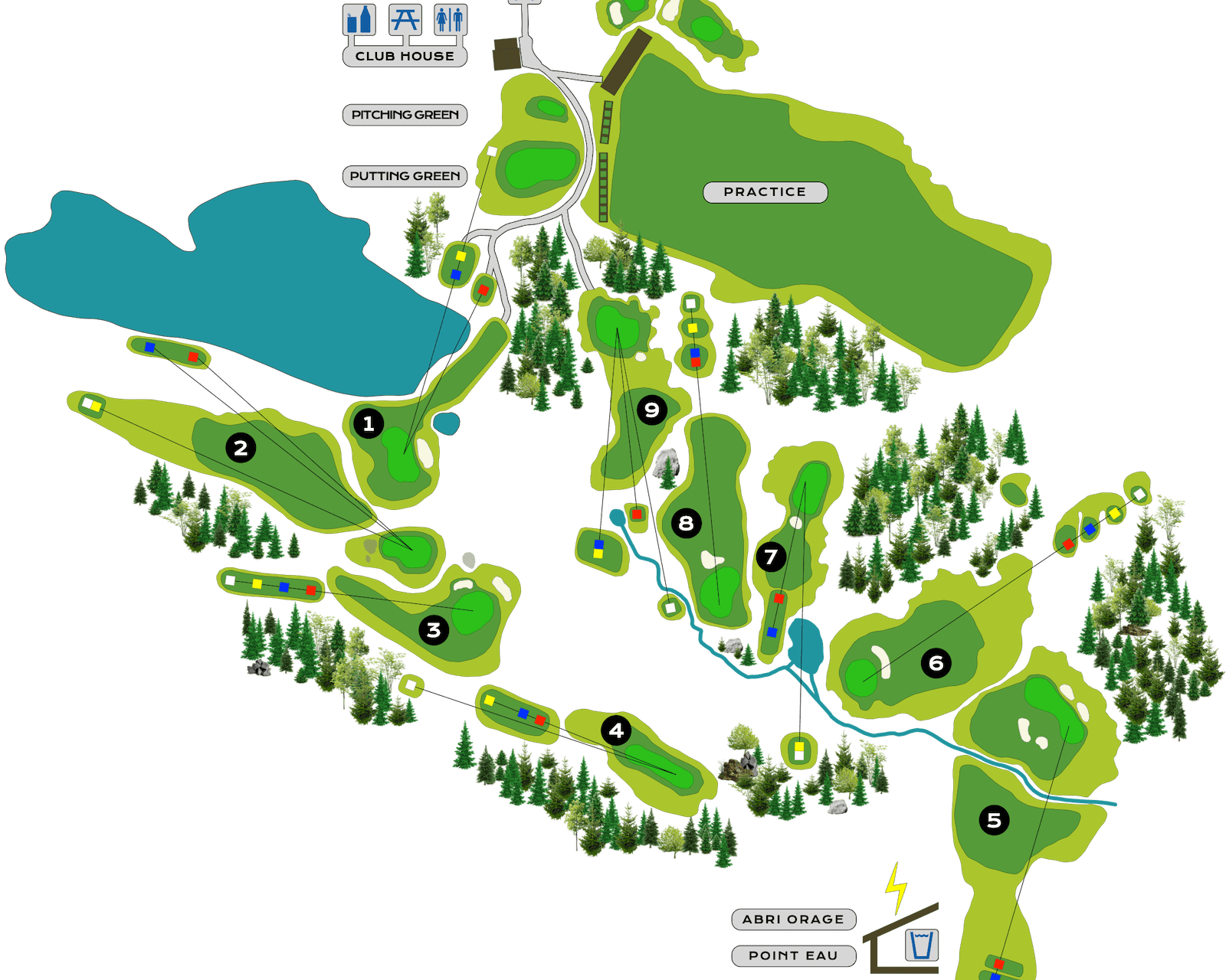 Plan parcours 9 trous au golf club de Courchevel | Matthieu Billaud Professeur de golf